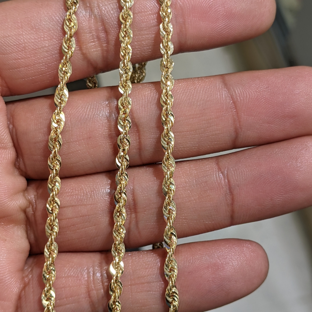 10kt Real Gold Rope Chain 3.3 Mm 24 Inches